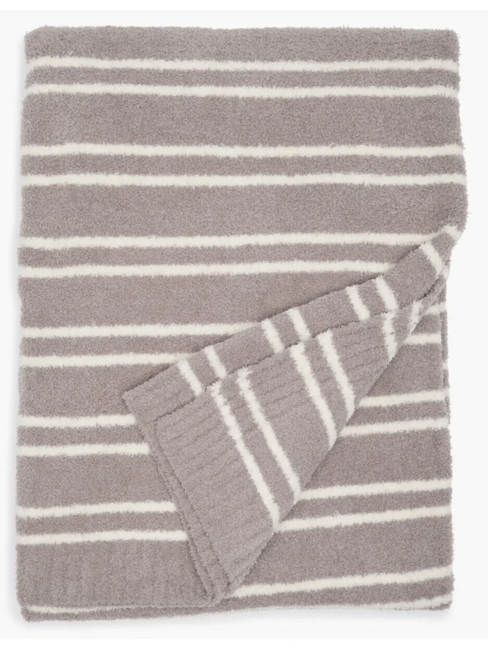 Barefoot Dreams CozyChic Double Stripe Throw Blanket Beachrock/Cream Size 45x60